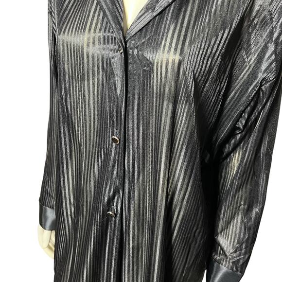 Vintage Petra Fashions Plus Size 2X Black Striped Semi-Sheer Shirt Dress USA - Picture 2 of 6